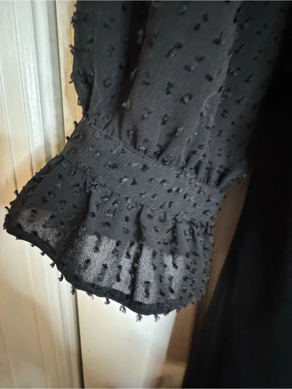 LOFT Black Long-Sleeve Ruffle-Cuff Midi Dress - Picture 2 of 12
